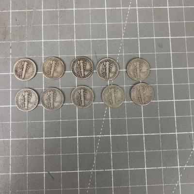10 Mercury Dimes 