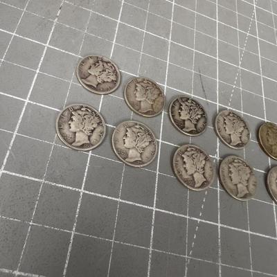 10 Mercury Dimes 