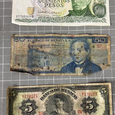 2 Mexico and 1 Argentina Bank Notes 