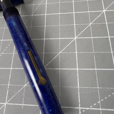 Blue Jefferson Fountain Pen, ANTIQUE 