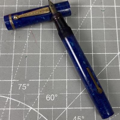 Blue Jefferson Fountain Pen, ANTIQUE 
