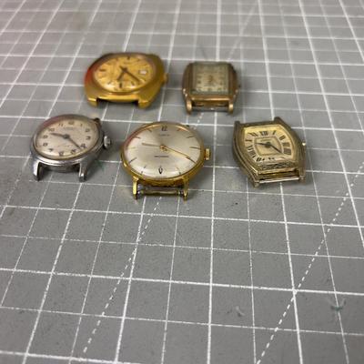 5 Antique Men's Wrist Watches NO BANDS