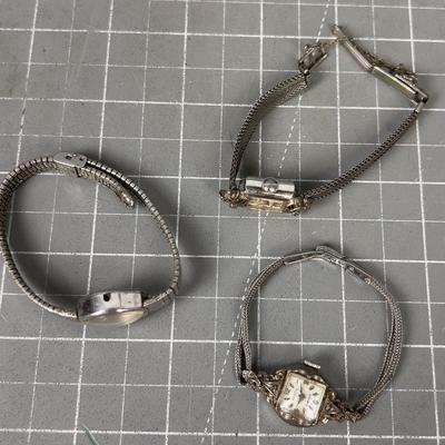 3 Women's Wrist Watches with 10 K Rolled Gold Bezels 