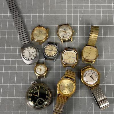 Vintage Men's Wrist Watches; Timex, Elgin, Gruen 