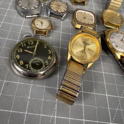 Vintage Men's Wrist Watches; Timex, Elgin, Gruen 
