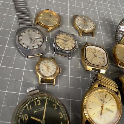 Vintage Men's Wrist Watches; Timex, Elgin, Gruen 