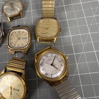 Vintage Men's Wrist Watches; Timex, Elgin, Gruen 