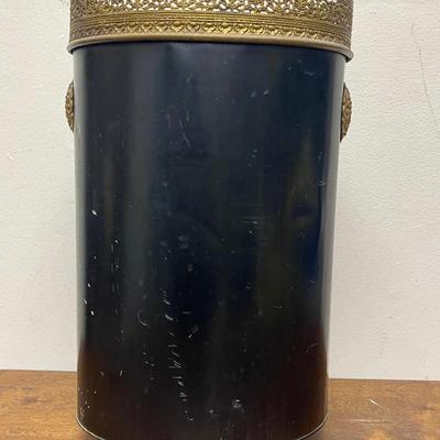 Vintage Mid Century Tole Hand Painted Umbrella Stand/Waste Basket by Pilgrim Art