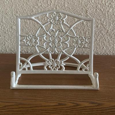 Elegant, Solid Metal, White Decorative Recipe Holder