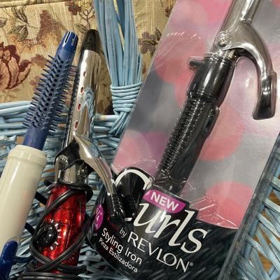 Hair styling tools and small jewelry box