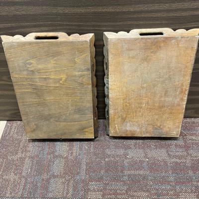Wooden trays with ceramic tiles