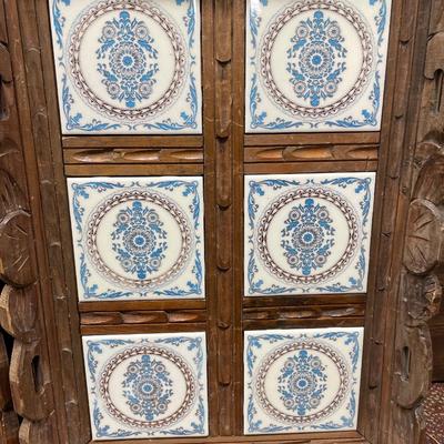 Wooden trays with ceramic tiles