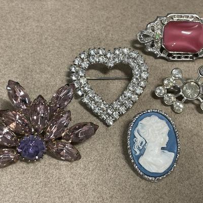 Vintage stone brooches