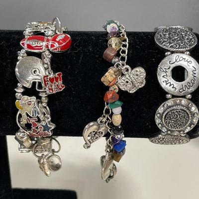 Football & cat charm bracelets