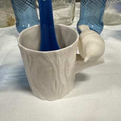 Blue and clear glass