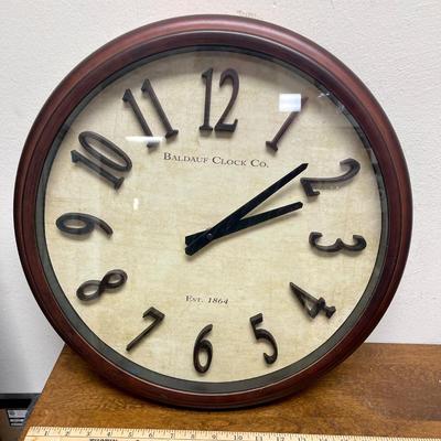 Large Round Wall Clock Baldauf Clock Co. battery powered