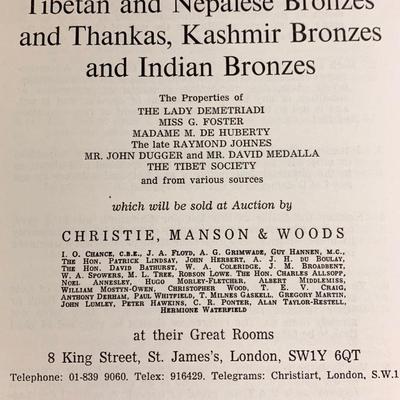 Christie’s 1970s Auction Catalog Tibetan Nepalese Kashmir Bronzes & Thankas