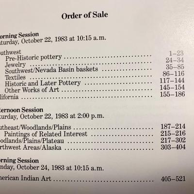 Sotheby’s Auction Catalog SW American Indian Pottery Textiles Baskets Jewelry