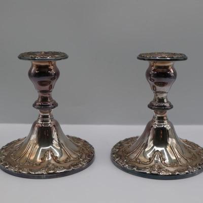 Pair of Gorham Silverplate Console Candleholders