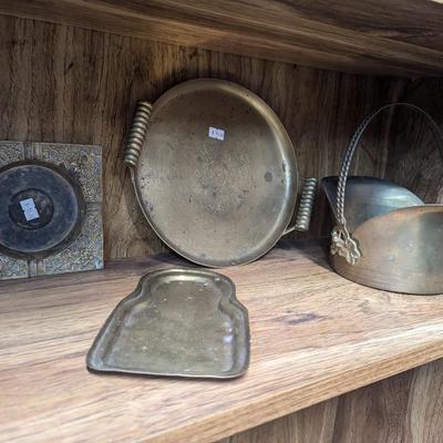 Brass Trays Basket & Ashtray