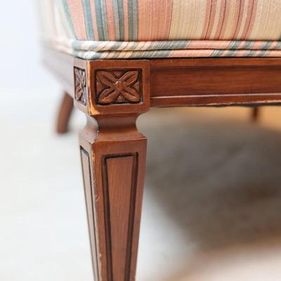 Queen Anne Style Striped Upholstered Wing Chair