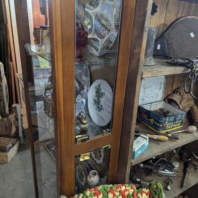 Approx 76" Tall Lighted Glass Curio Cabinet