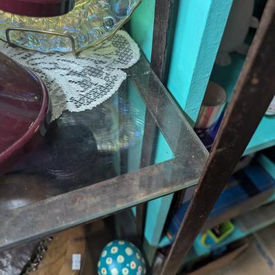 Approx 19 3/4" x 14" x 75 1/2" Metal Frame With Glass Shelves