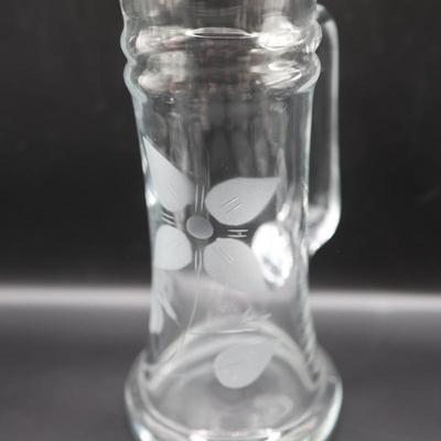 Etched Flower Large Glass Mugs - Set of 6