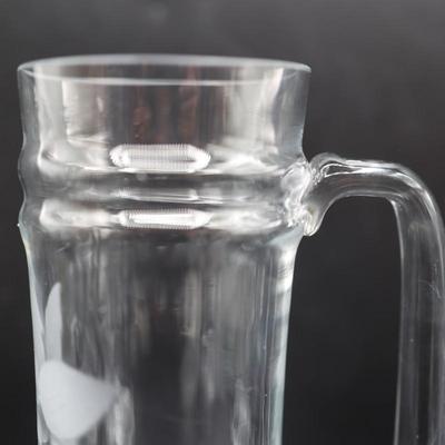 Etched Flower Large Glass Mugs - Set of 6