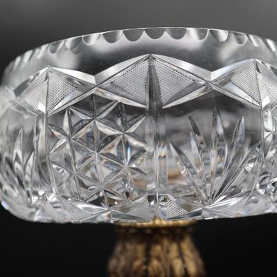 Beautiful Cut Crystal Large Footed Pedestal Centerpiece Compote