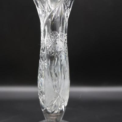 Vintage Cystal Vase with Faceted Edges