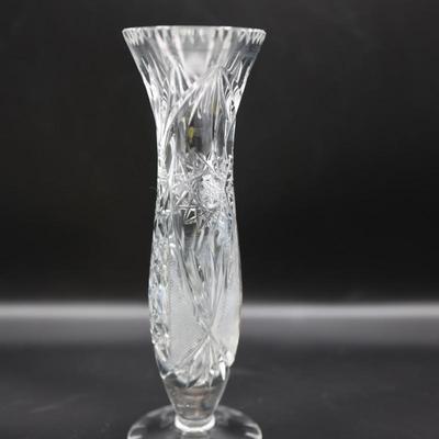 Vintage Cystal Vase with Faceted Edges