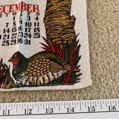 1965 Tea Towel Calendar Pheasant Ducks SHIPS FREE