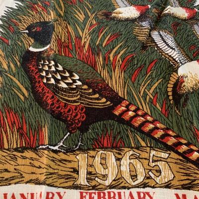 1965 Tea Towel Calendar Pheasant Ducks SHIPS FREE