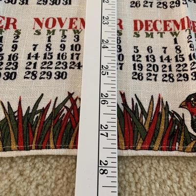 1965 Tea Towel Calendar Pheasant Ducks SHIPS FREE