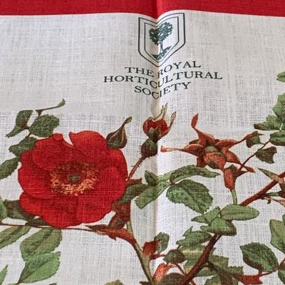 Royal Horticultural Society Irish Linen Tea Towel Rosa Moyesii SHIPS FREE