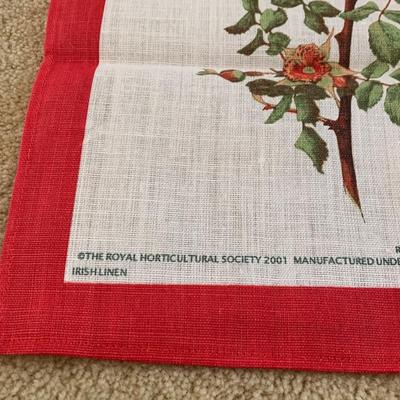 Royal Horticultural Society Irish Linen Tea Towel Rosa Moyesii SHIPS FREE