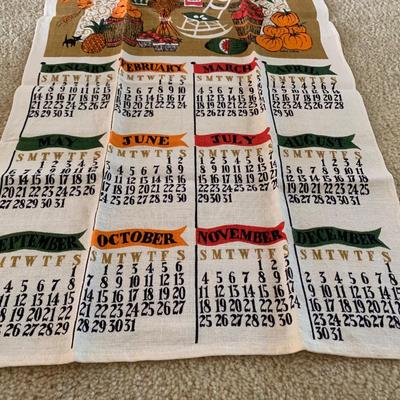 1962 Lois Long Good Fortune Designed Calendar Tea Towel SHIPS FREE
