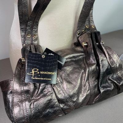 B Makowski Bronze leather handbag NWT