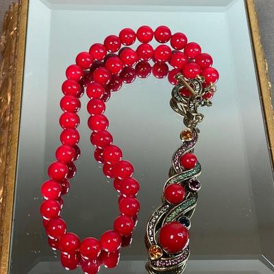 Heidi Daus Red beaded Y necklace