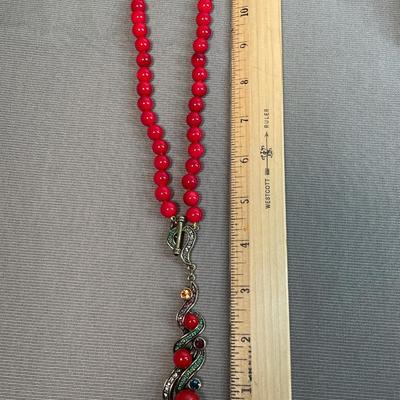 Heidi Daus Red beaded Y necklace