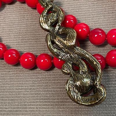Heidi Daus Red beaded Y necklace