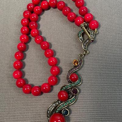 Heidi Daus Red beaded Y necklace