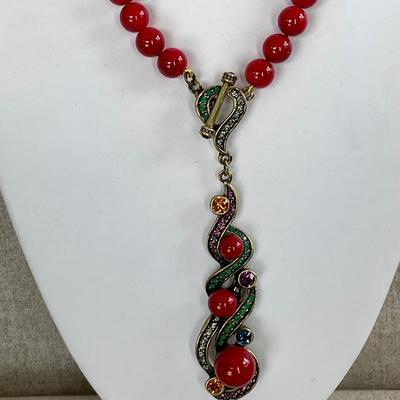 Heidi Daus Red beaded Y necklace