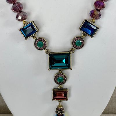 Heidi Daus Purple crystal Y Necklace