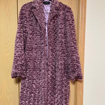 Fun Purple Montanaco Faux Persian Lamb Jacket XL