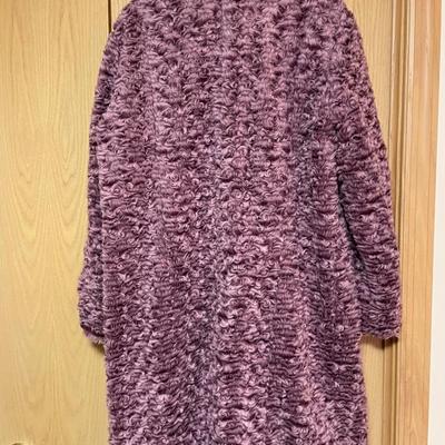 Fun Purple Montanaco Faux Persian Lamb Jacket XL