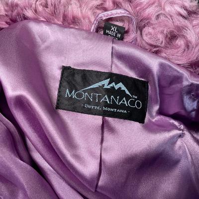 Fun Purple Montanaco Faux Persian Lamb Jacket XL