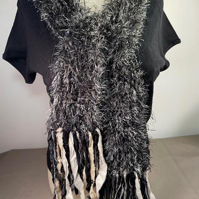 Black and cream ribbon scarf