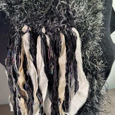 Black and cream ribbon scarf